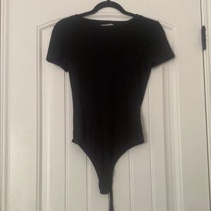 Elodie Black Fitted Short Sleeve Bodysuit
